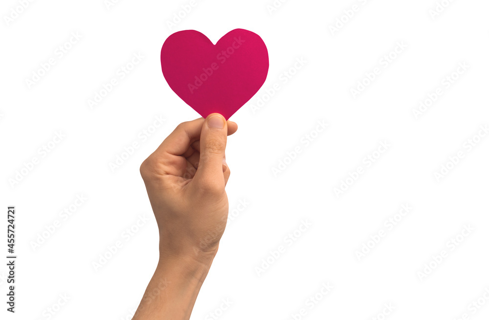 Heart speech bubble in male hand isolated on a white background photo Heart speech bubble in male hand isolated on a white background photo