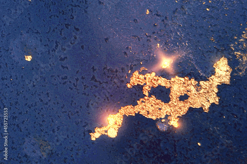 Vinatge abstract gold, and navy blue marble texture with sparkles. Vector background in alcohol ink technique with glitter. Template for banner, poster design. Fluid art painting