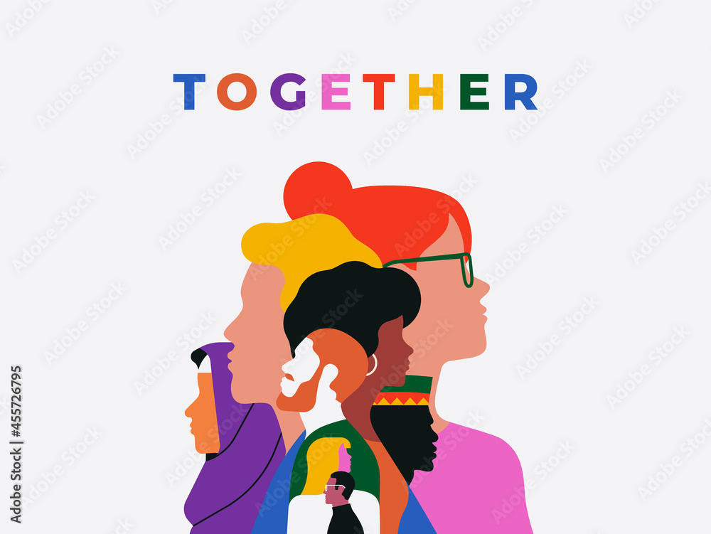 Obraz Diverse people face together teamwork concept fototapeta, plakat