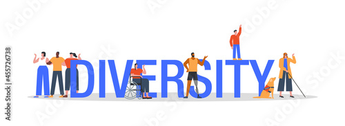 Diversity concept disabled people cartoon quote