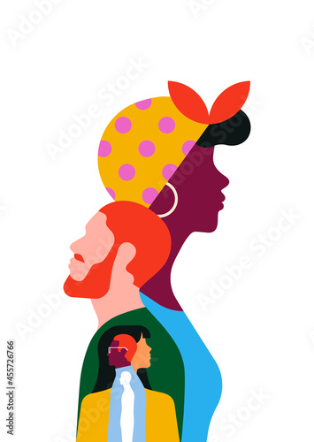 Diverse ethnic people face team together isolated