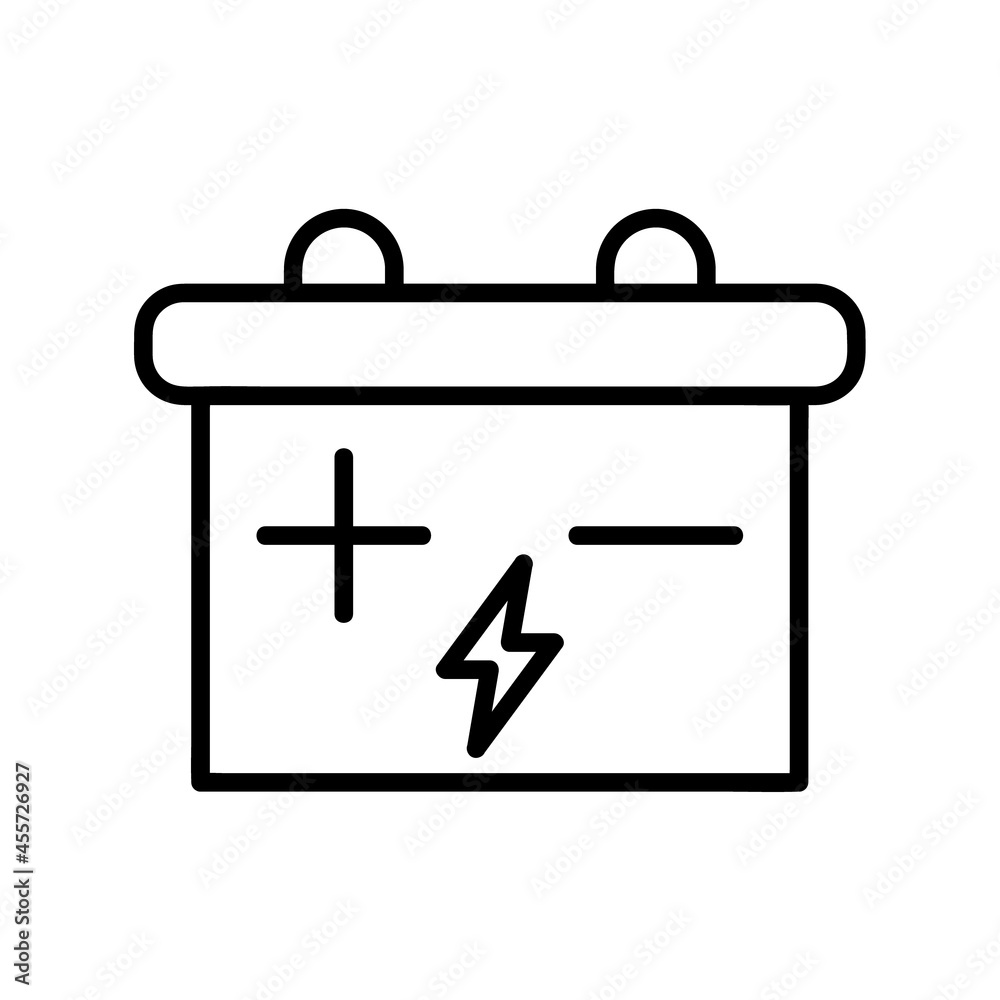 Battery icon. Flat pictogram for web. Line stroke. Simple accumulator symbol isolated on white background. Outline vector eps10 Battery icon. Flat pictogram for web. Line stroke. Simple accumulator symbol isolated on white background. Outline vector eps10