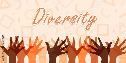Diversity ethnic people hands up together concept