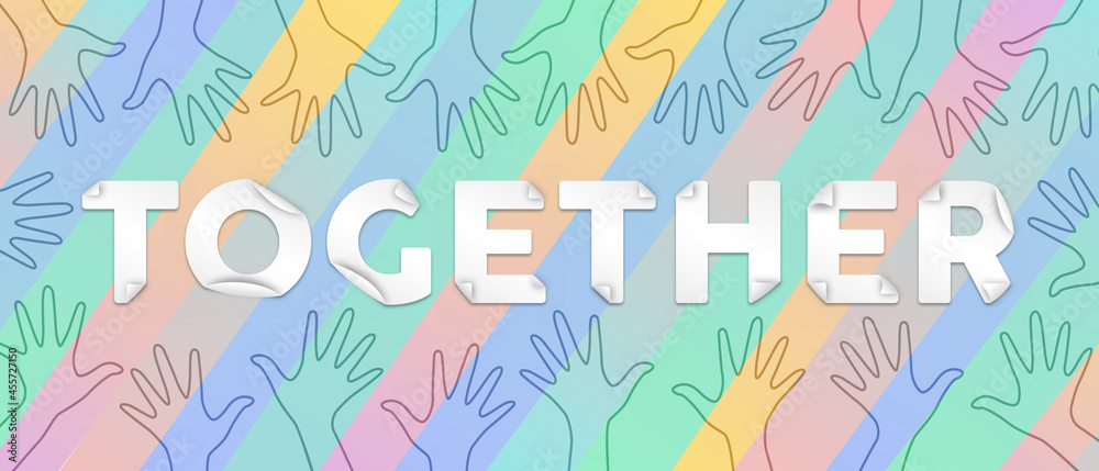 Together concept people hand team doodle cartoon