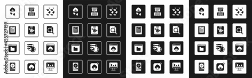 Set Data stream, Server, Data, Web Hosting, report, Cloud hacking, Search concept with folder, technology data transfer and Browser files icon. Vector