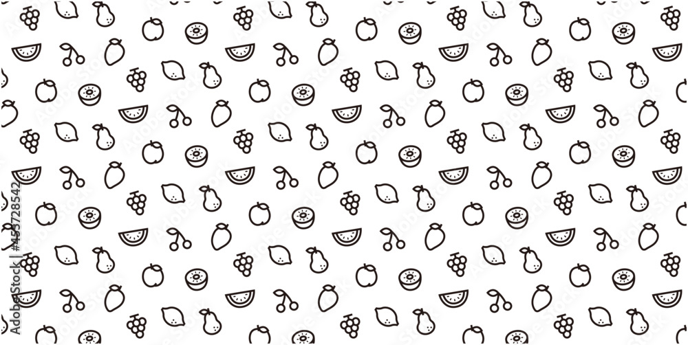 Fruits icon pattern background for website or wrapping paper (Monotone version)