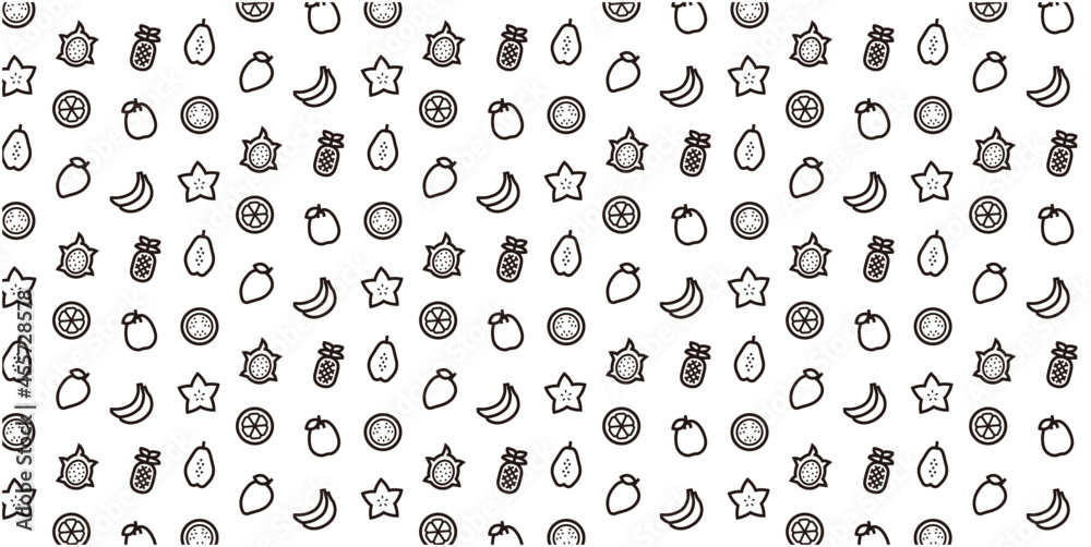 Tropical fruits icon pattern background for website or wrapping paper (Monotone version) Tropical fruits icon pattern background for website or wrapping paper (Monotone version)