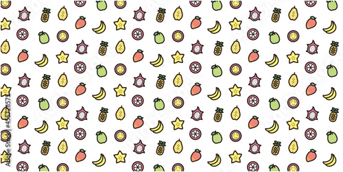 Fototapeta Naklejka Na Ścianę i Meble -  Tropical fruits icon pattern background for website or wrapping paper (Color icon version)