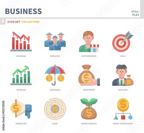 business and finance icon set,color flat style,vector and illustration