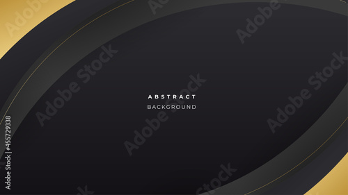 Modern abstract black background with gold element composition