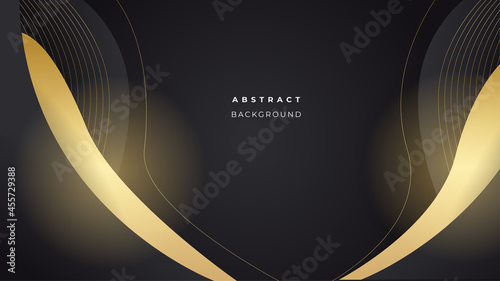 Modern abstract black background with gold element composition