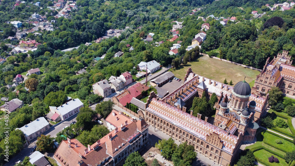 View of the buildings inside the Residence of Bukovinian and Dalmatian Metropolitans. Yuriy Fedkovych Chernivtsi National University. Ukraine. Europe