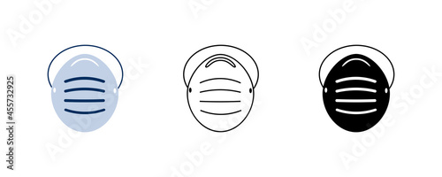 A set of medical face masks. Various color protective respirators against viruses, dust and respiratory diseases.Protection from coronavirus. Vector illustration in a flat cartoon style.