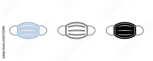A set of medical face masks. Various color protective respirators against viruses, dust and respiratory diseases.Protection from coronavirus. Vector illustration in a flat cartoon style.