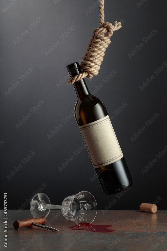 Conceptual image of the theme of alcoholism, depression, and suicide. Conceptual image of the theme of alcoholism, depression, and suicide.