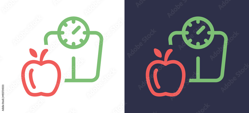 Weight scale with apple icon. Diet icon vector illustration Weight scale with apple icon. Diet icon vector illustration