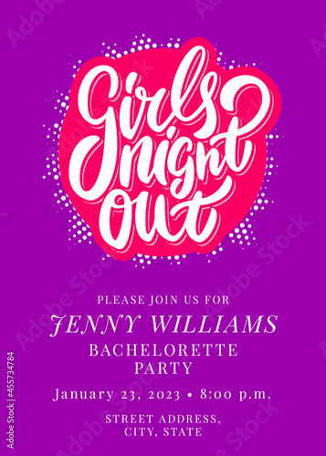 Girls night out. Bachelorette party vector invite.