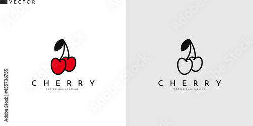 Cherry logo. Outline style berries