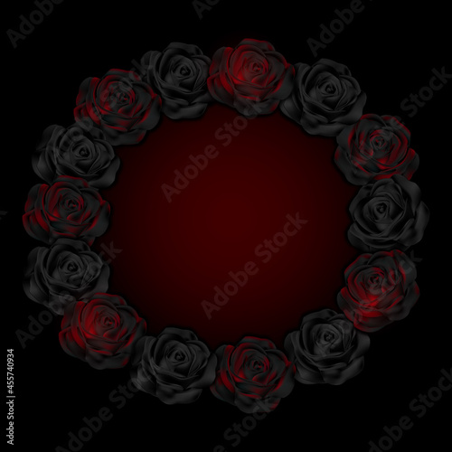 Fototapeta Naklejka Na Ścianę i Meble -  Vector black and red roses frame