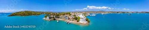 View of the picturesque coastal town of Porto Heli, Peloponnese, Greece.