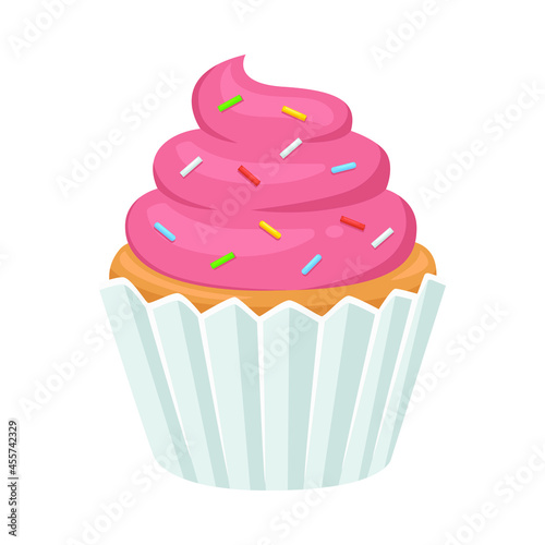 Cupcake Sign Emoji Icon Illustration. Muffin Vector Symbol Emoticon Design Clip Art Sign Comic Style.