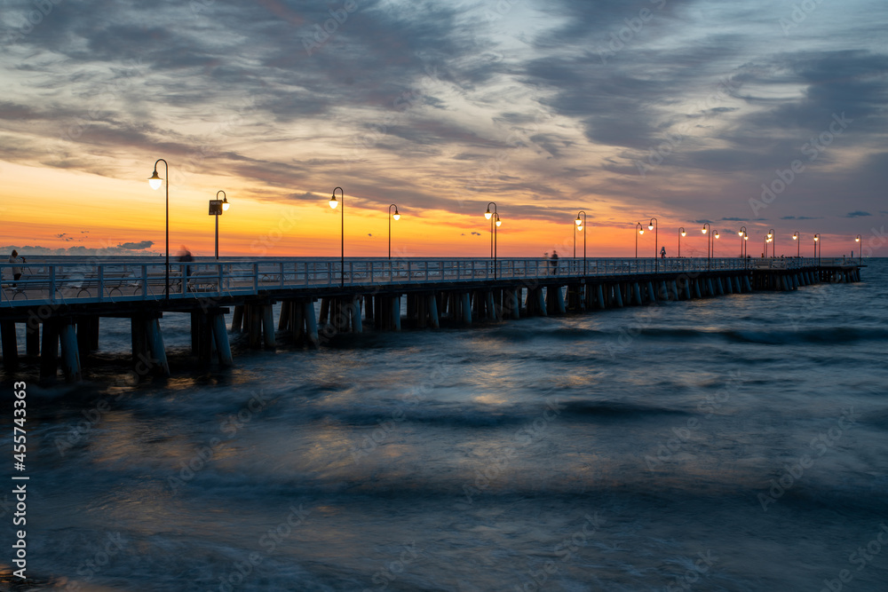 Wooden Pier in Gdynia Orlowo during the spectacular sunrise