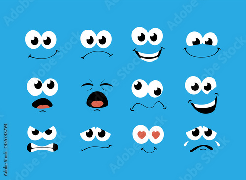 cartoon face expression set premium vector
