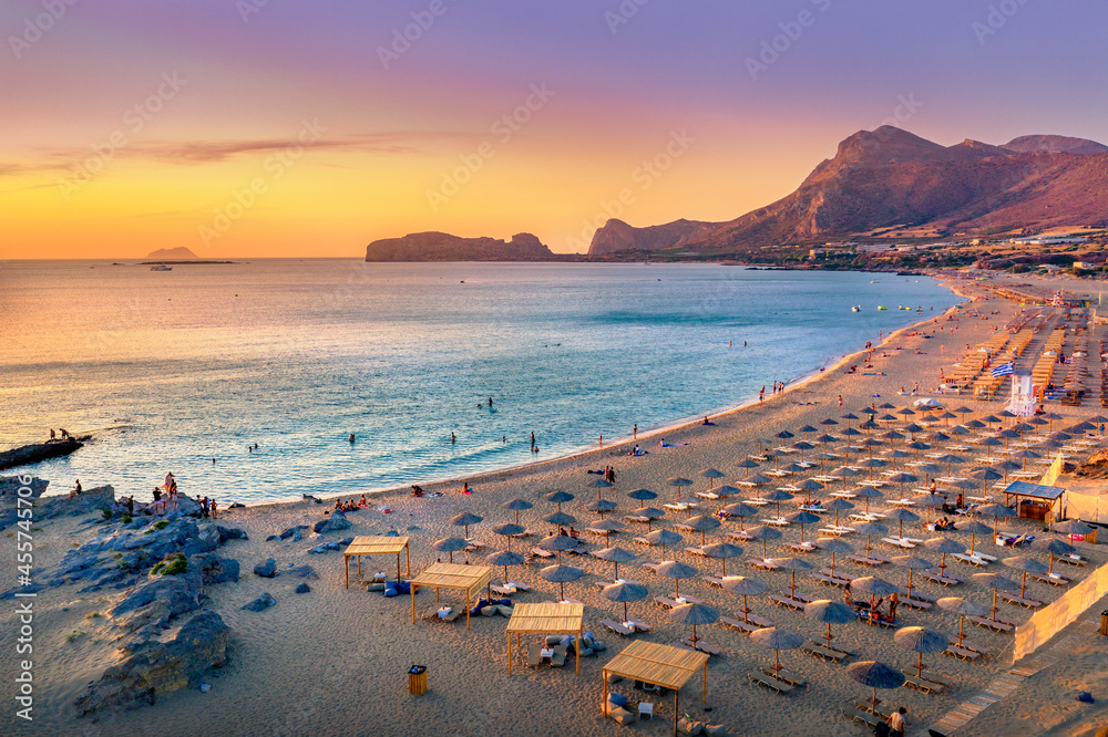 Famous sandy beach of Falasarna at the north west of Chania, Crete, Greece.