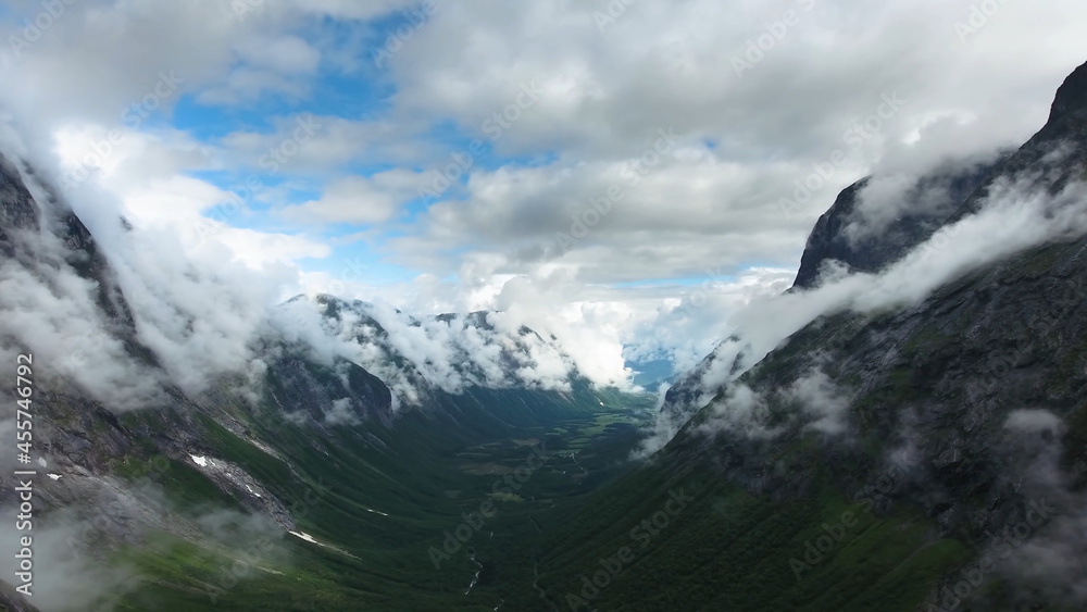 Colorado panorama double mountain valley clouds landscape