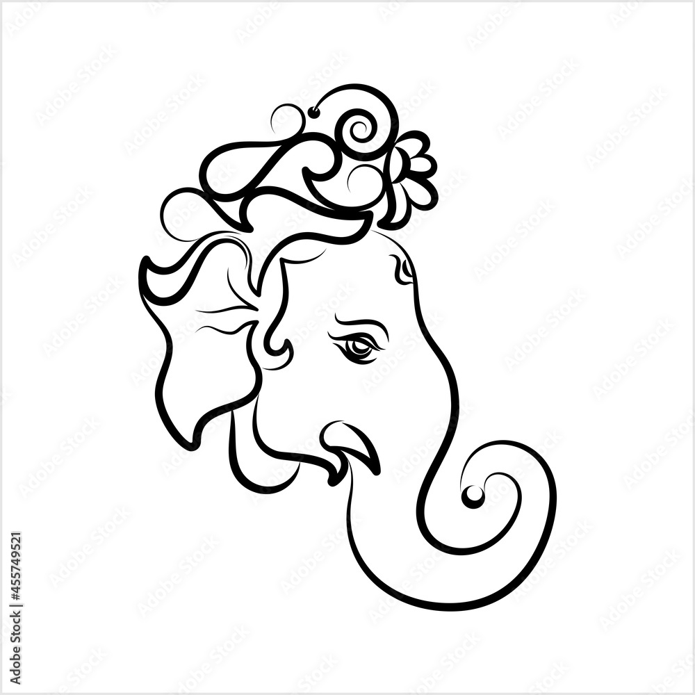 Ganesha The Lord Of Wisdom Calligraphic Style M_2109011