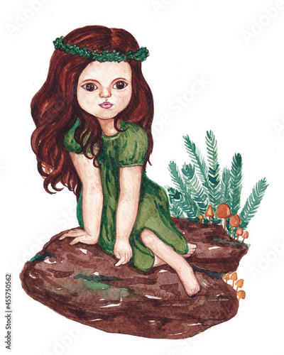 drawing of a girl sitting on a rock