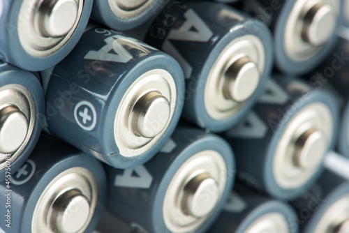 Close up alkaline batteries size AA