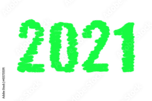 2021 font green on white isolated background new year