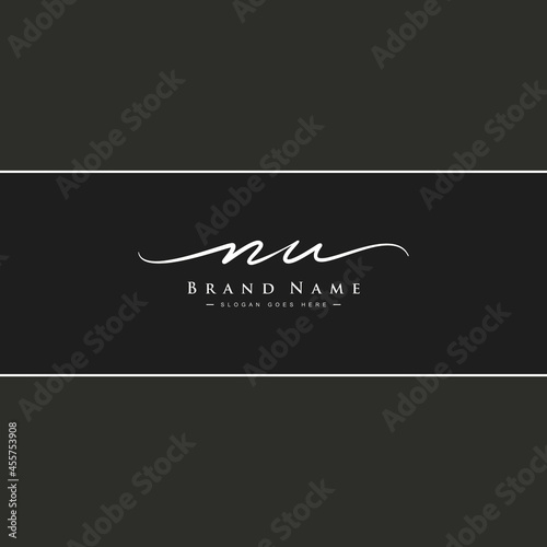 Initial Letter NU Logo - Handwritten Signature Logo