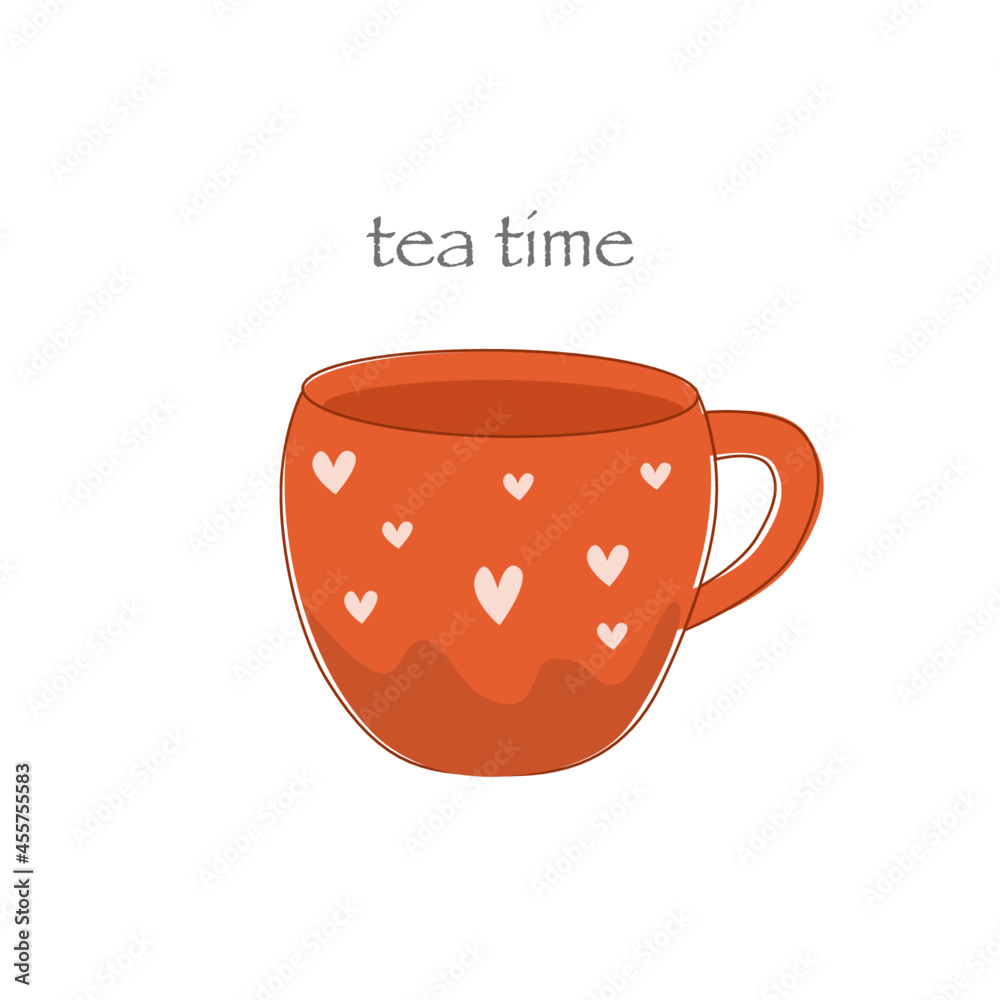 Vector cup isolated on white background. Tea time.