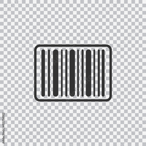 Barcode icon, label symbol. Simple, flat design for web or mobile app isolated on transparent background. Vector.