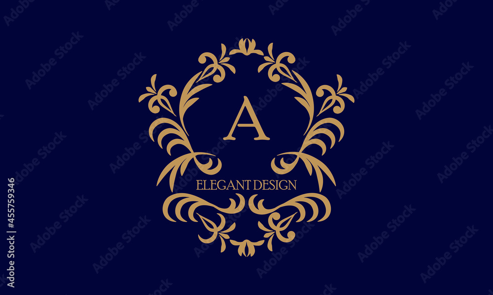 Exquisite monogram template with the initial letter A. Logo for cafe, bar, restaurant, invitation. Elegant company brand sign design.