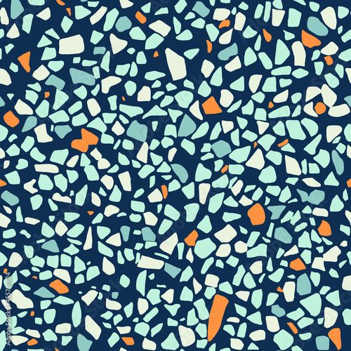 Natural shapes vector pattern.
Blue night Terrazzo tiles texture.