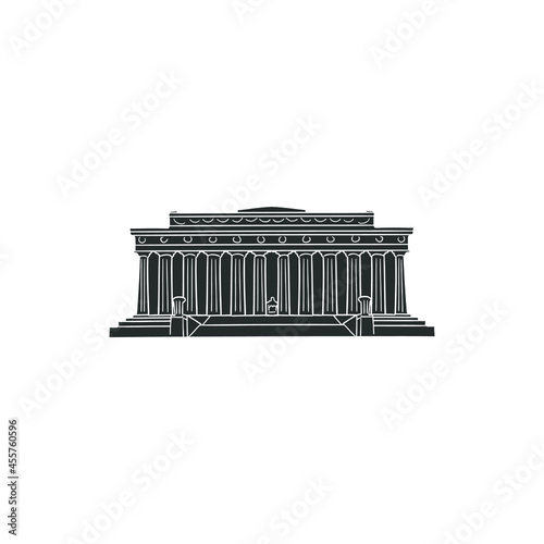 Lincoln Monument Icon Silhouette Illustration. Washington DC Vector Graphic Pictogram Symbol Clip Art. Doodle Sketch Black Sign.