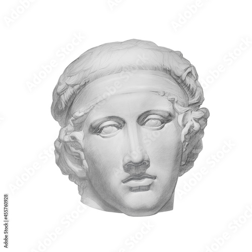 Hand drawn sculpture head of a young handsome man