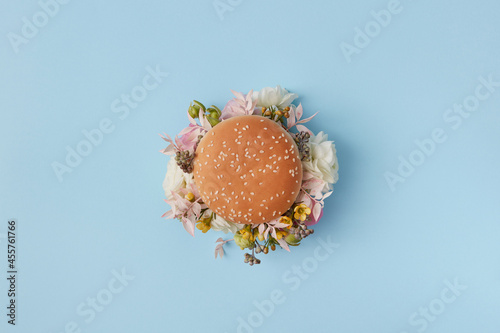 Burger with peonies