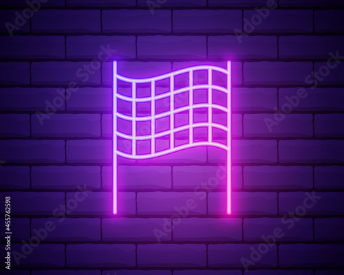 Beach volleyball icon in neon style. Element of travel illustration. Signs and symbols can be used for web, logo, mobile app, UI, UX