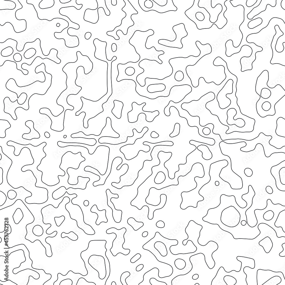 Geometric vector pattern. Black and white linear curves background. Topographic and geographic curves outline design. Mapping texture.