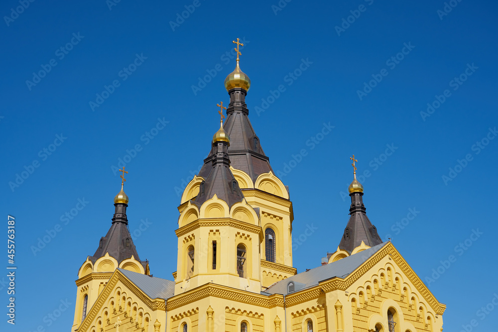 Alexander Nevsky Cathedral in Nizhny Novgorod with blue sky on the background.