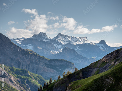 Epic mountain landscape in the alps of Switzerland.