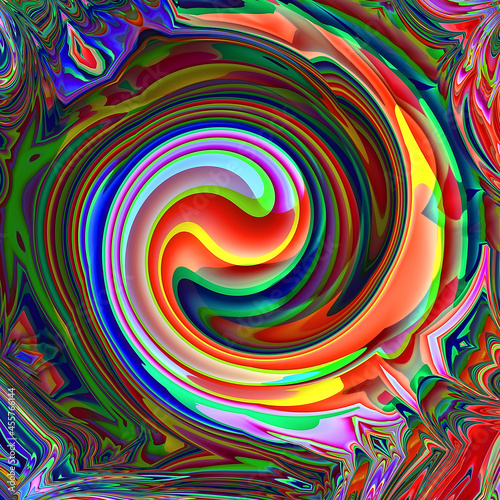 Colorful Abstract Twist and Swirl pattern. vivid bright colors, strong multicolored impressive digital painting. Modern art texture with color rotation. 3D