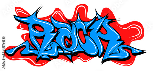 Graffity with rock text layered eps10 vector illustration isolated on white background.