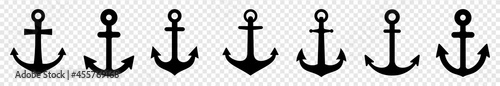 Anchors icon set. Nautical signs. vector illustration