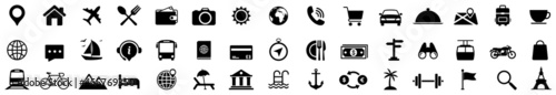 Travel icon set. Tourism symbol, vector illustration