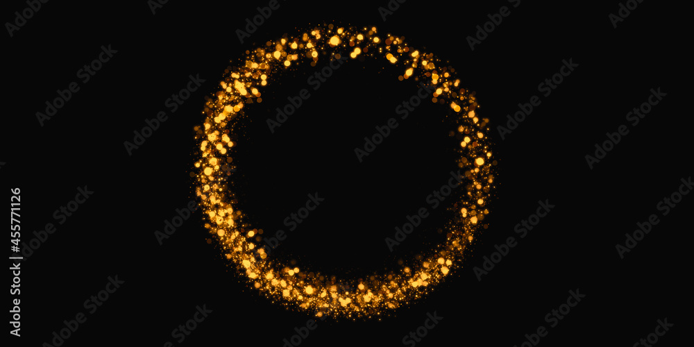gold glitter circle abstract swirl light effect sparkling star dust 3d illustration gold glitter circle abstract swirl light effect sparkling star dust 3d illustration